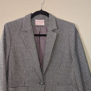 Pendleton Women's Black and White Houndstooth Blazer Wool Vintage Petite Size 10